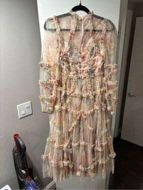 Needle & Thread Pastel Floral Tiered Tulle Dress